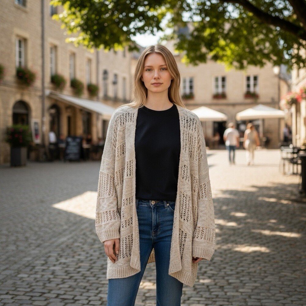 Bucket List Oversized Open Front Knit Cardigan L … - image 1